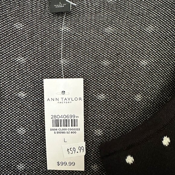 Ann Taylor Factor Black/White Open Front Cardigan Sweater NWT - Picture 9 of 9
